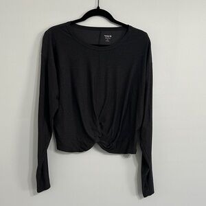 Old Navy Charcoal Long Sleeve Twist-Front Top